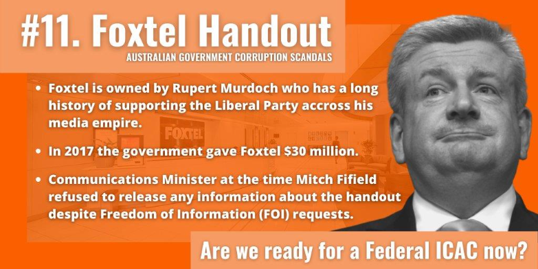 Foxtel Murdoch Handouts - Mitch Fifield